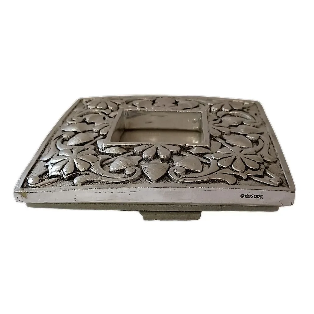 Vintage Ornate‎ Resin Picture Photo Frame Silver Tone Floral Scroll 6x6 Medieval